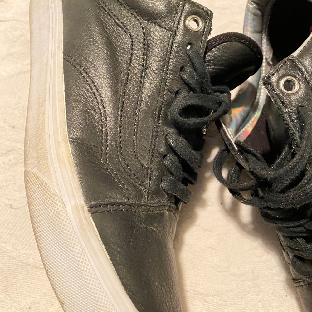 Vans Black Leather Lace-Up Sneaker - Picture 3 of 15